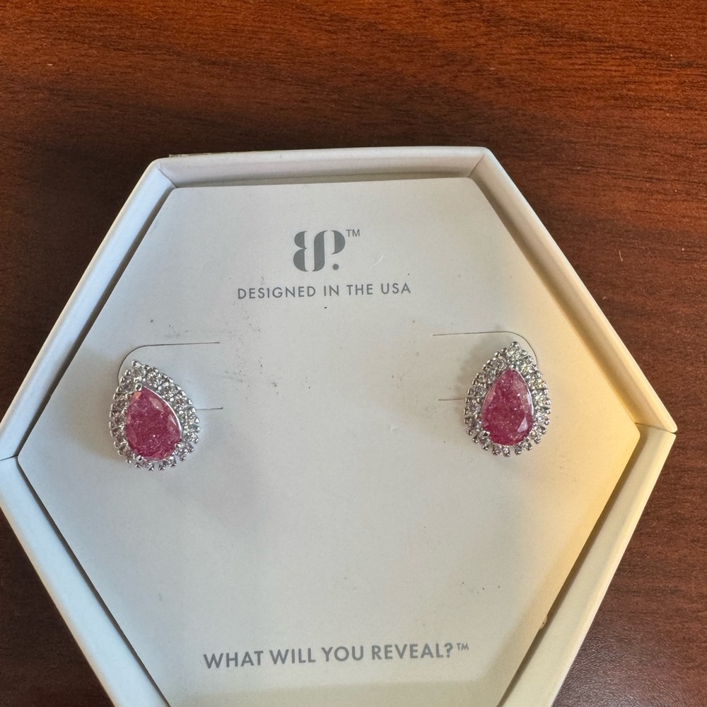 Elegant Sterling Silver and Pink Tourmaline Ice Crystal Teardrop Earrings.